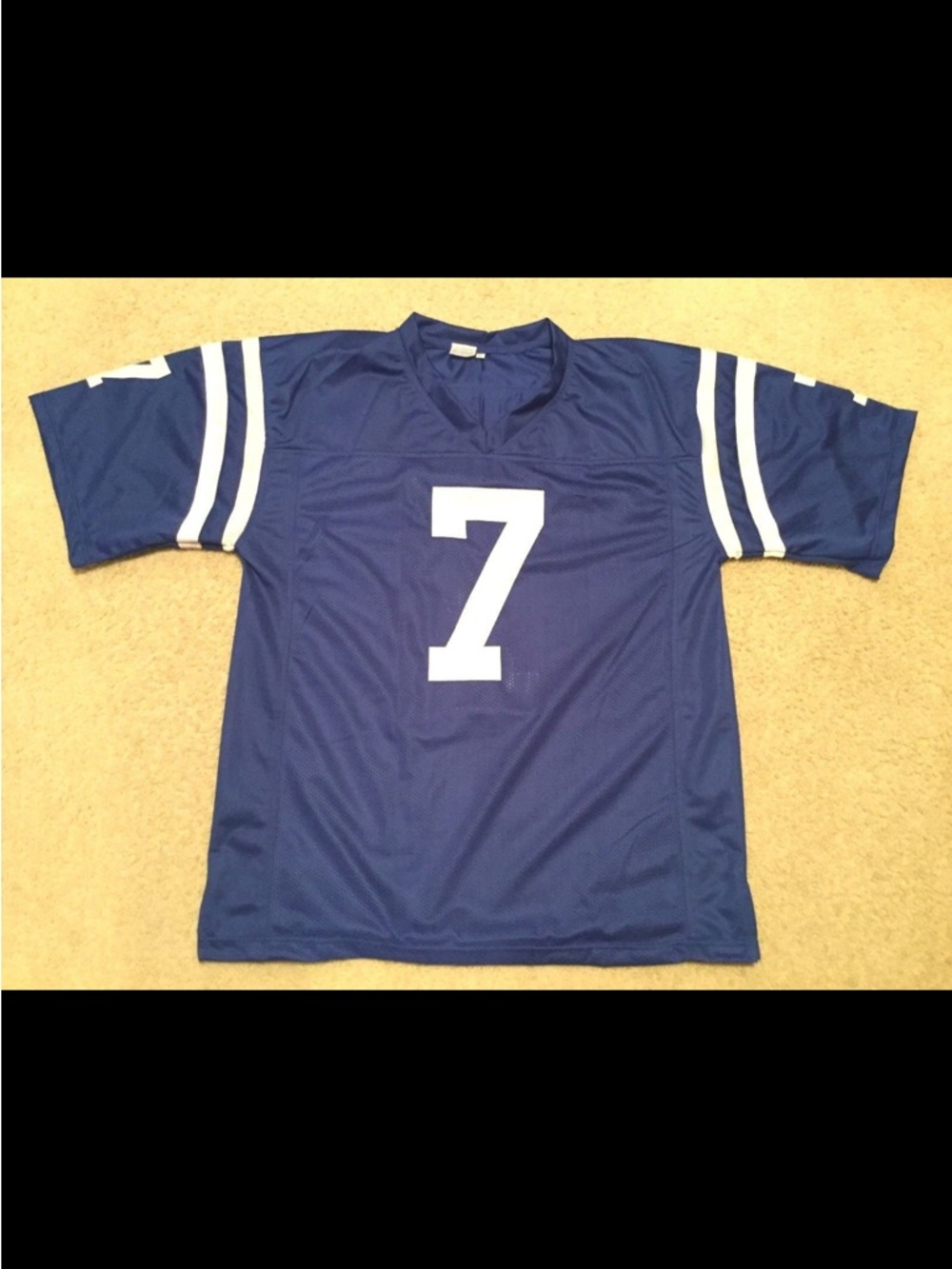Blue Athletic Football Jersey with White Number 7